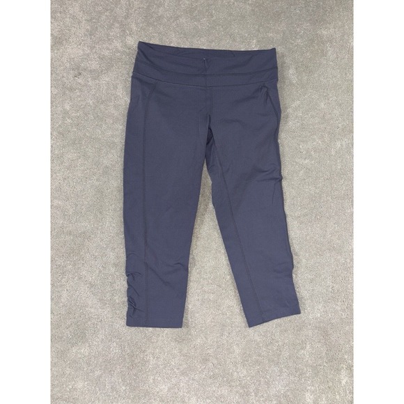 Athleta Capri‎ Cropped Leggings Purple Ruched Bottom Womans M - Picture 2 of 9